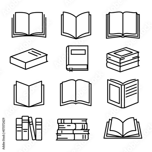 Book icon. Books icons set. Linear icons.