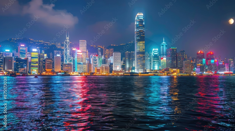 Fototapeta premium Nighttime Splendor of a Majestic City