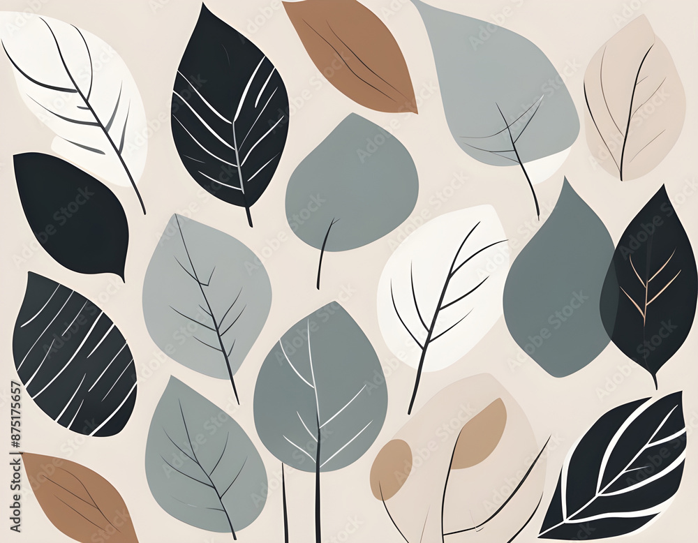 Minimal abstract Scandi style Creativity art leaves design background Minimal abstract Scandi style Creativity art leaves design background