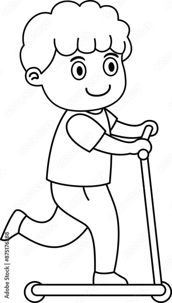 illustration kid boy on scooter outside vector illustration kid boy on scooter outside vector