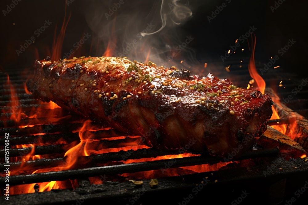 Juicy fried meat with spices, appetizing appearance. Juicy fried meat with spices, appetizing appearance.