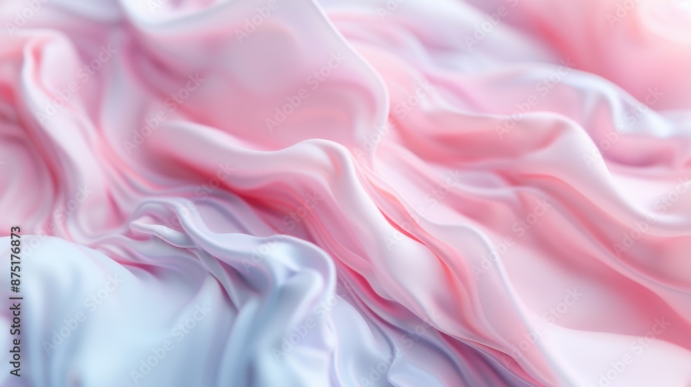 Obraz premium An image depicting soft pink and gray fabric with smooth, flowing folds, creating an abstract and gentle visual texture, representing softness and elegance.