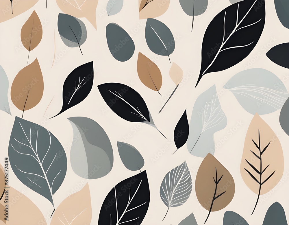 Minimal abstract Scandi style Creativity art leaves design background Minimal abstract Scandi style Creativity art leaves design background