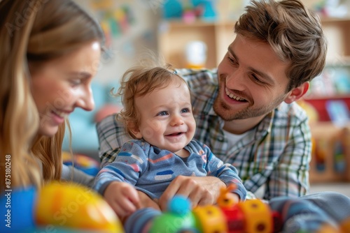 Happy Family Playing with Toys