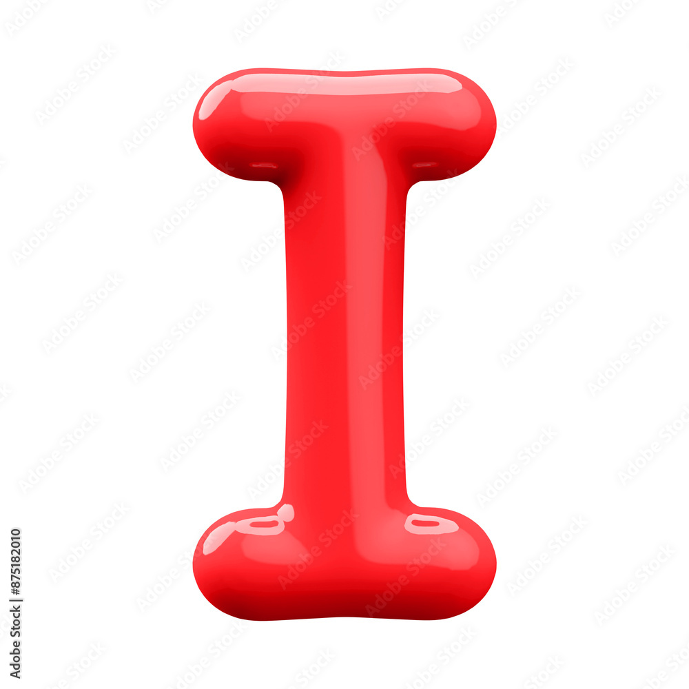 Red 3D Bubble Font Letter I uppercase