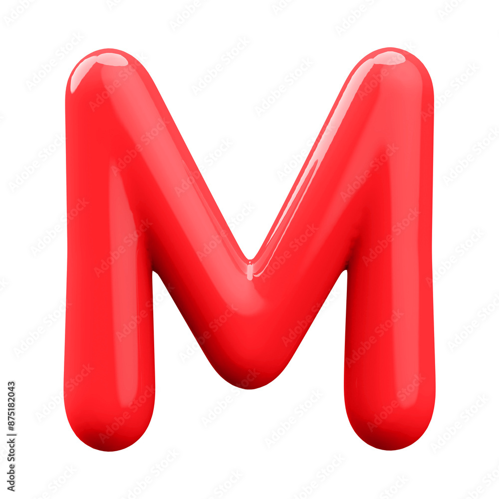 Red 3D Bubble Font Letter M uppercase Red 3D Bubble Font Letter M uppercase
