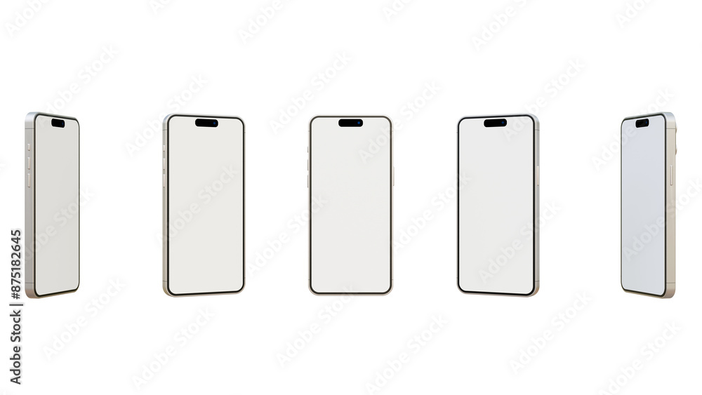 Realistic smartphone mockup on a white background. 3d mobile phone with blank white screen. Modern cell phone template. Illustration of device 3d blank screen. Realistic smartphone mockup on a white background. 3d mobile phone with blank white screen. Modern cell phone template. Illustration of device 3d blank screen.
