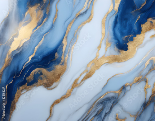 Blue gilded light luxury marble background