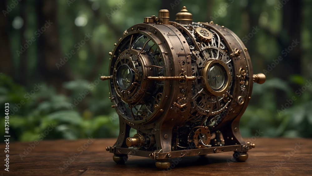 Fototapeta premium A steampunk gadget that allows users to communicate with animals, exploring its impact on wildlife conservation efforts ai_generated