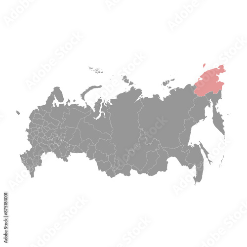 Chukotka Autonomous Okrug map, administrative division of Russia. Vector illustration.