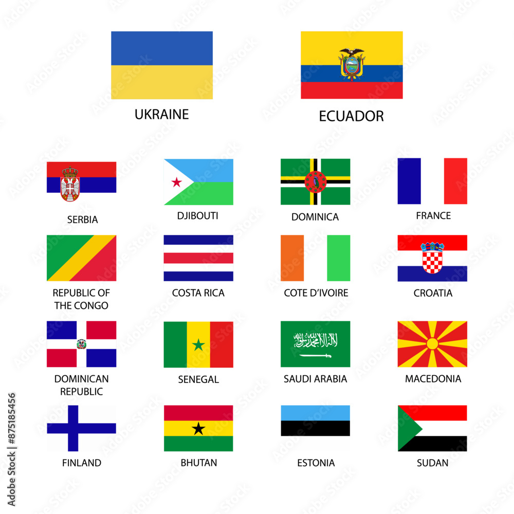 National flags of the world. World flag Set. National flags of the world. World flag Set.