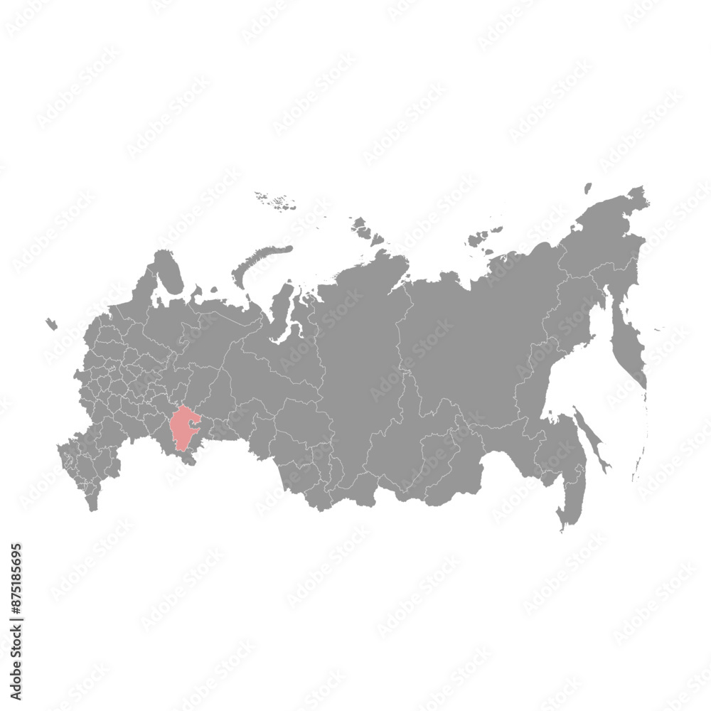 Obraz premium Bashkortostan map, administrative division of Russia. Vector illustration.