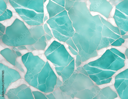 Transparent Tiffany Blue cracked jade cut marble background photo