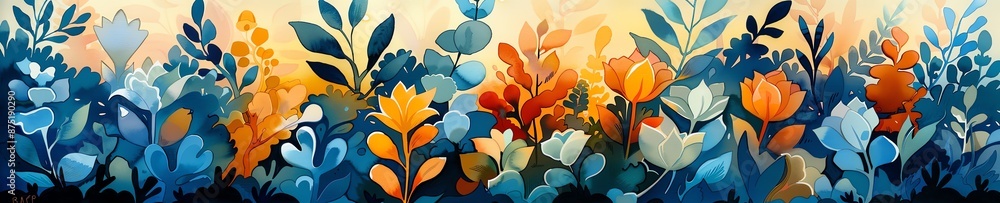 An odd garden with oversized, fantastical foliage and joyful children playing hide-and-seek, captured in vibrant watercolor hues to highlight the surreal beauty An odd garden with oversized, fantastical foliage and joyful children playing hide-and-seek, captured in vibrant watercolor hues to highlight the surreal beauty