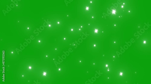 Glitter sparkle animated green screen, 4K Chroma key 3d animation. White shining dust light. Bokeh light lights effect background. Glowing stars sparkle. Concept: Christmas, party, celebrate, birthday