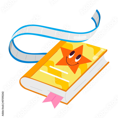 A flat style sticker of film story book 

