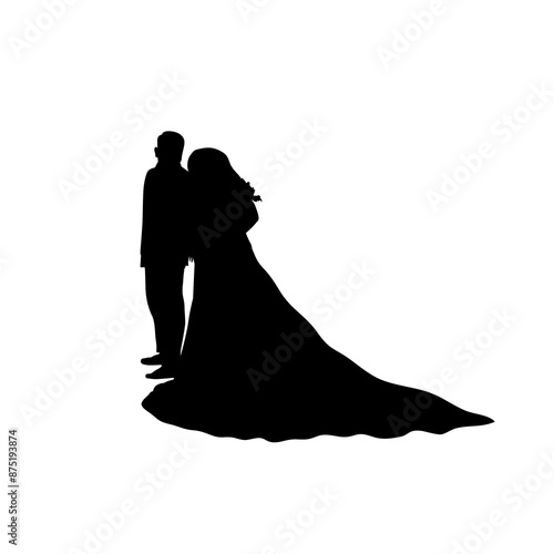 wedding couple silhouette of woman leaning on man's shoulder vector
