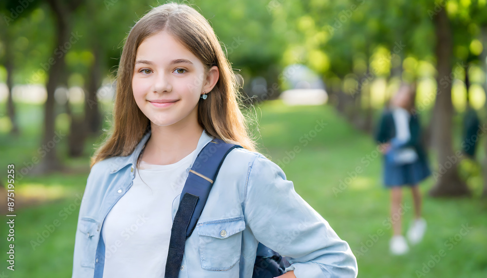 Portrait beautiful, confident teenage girl in park. Generative AI. Portrait beautiful, confident teenage girl in park. Generative AI.