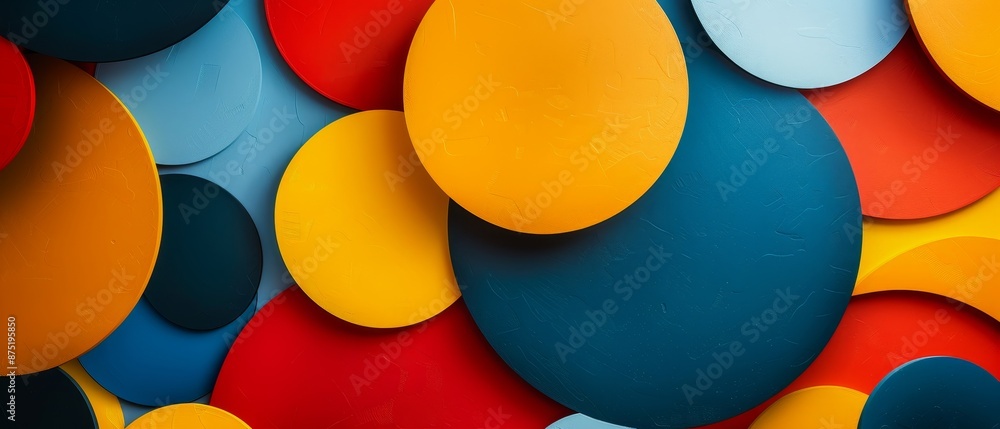 A colorful background of circles with a blue circle in the middle A colorful background of circles with a blue circle in the middle