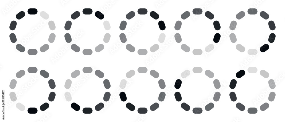 Loading icon set.Circle loader templates.Load indicator signs.Waiting symbols.Vector. Loading icon set.Circle loader templates.Load indicator signs.Waiting symbols.Vector.