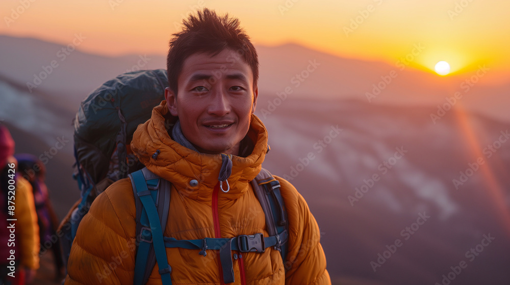 Portrait of a sherpa hiking the mountains Portrait of a sherpa hiking the mountains