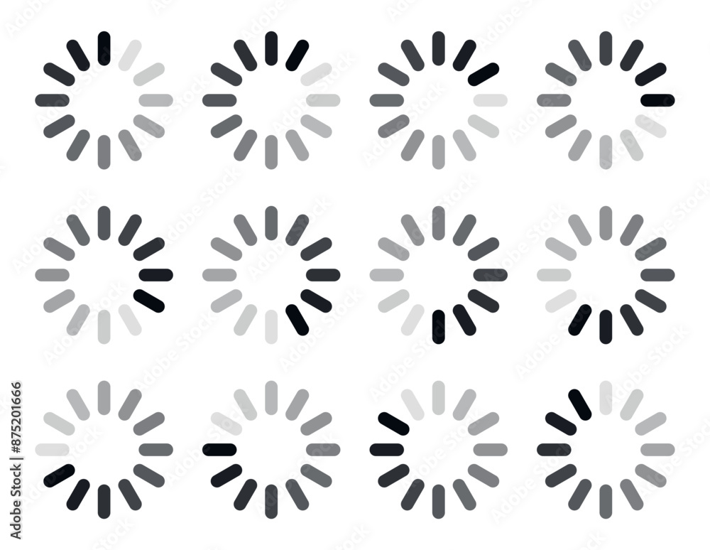 Loading icon set.Circle loader templates.Load indicator signs.Waiting symbols.Vector. Loading icon set.Circle loader templates.Load indicator signs.Waiting symbols.Vector.