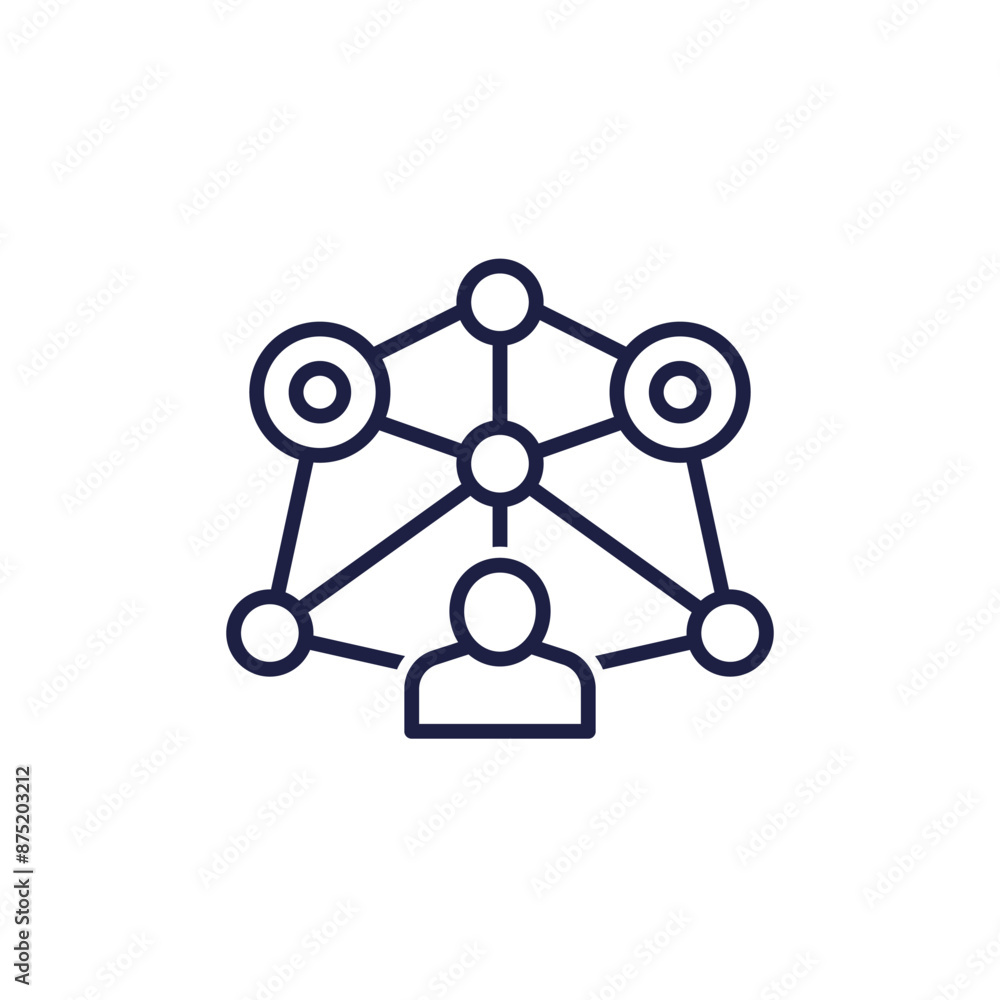 blockchain user line icon on white blockchain user line icon on white