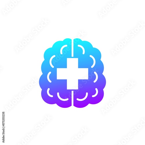 brain health icon with medical cross