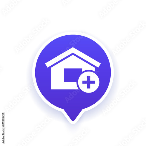 house extension icon, vector pictogram