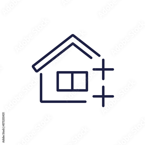 house extension icon, extend a home line vector