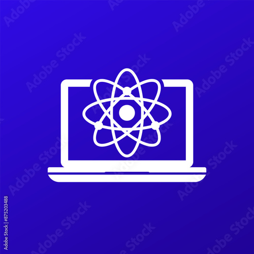 Quantum computer icon with a laptop