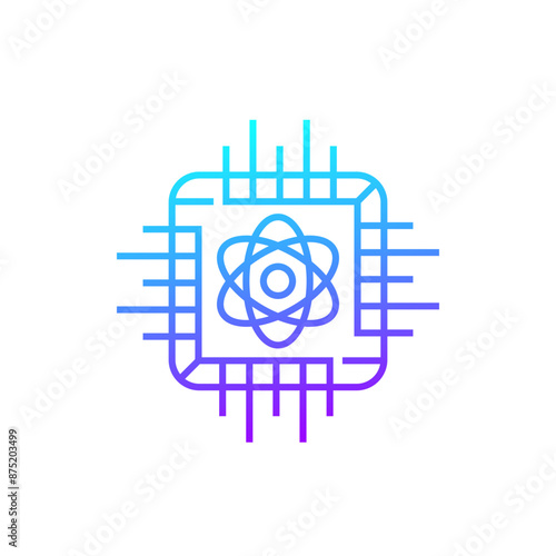 Quantum computing line icon, vector