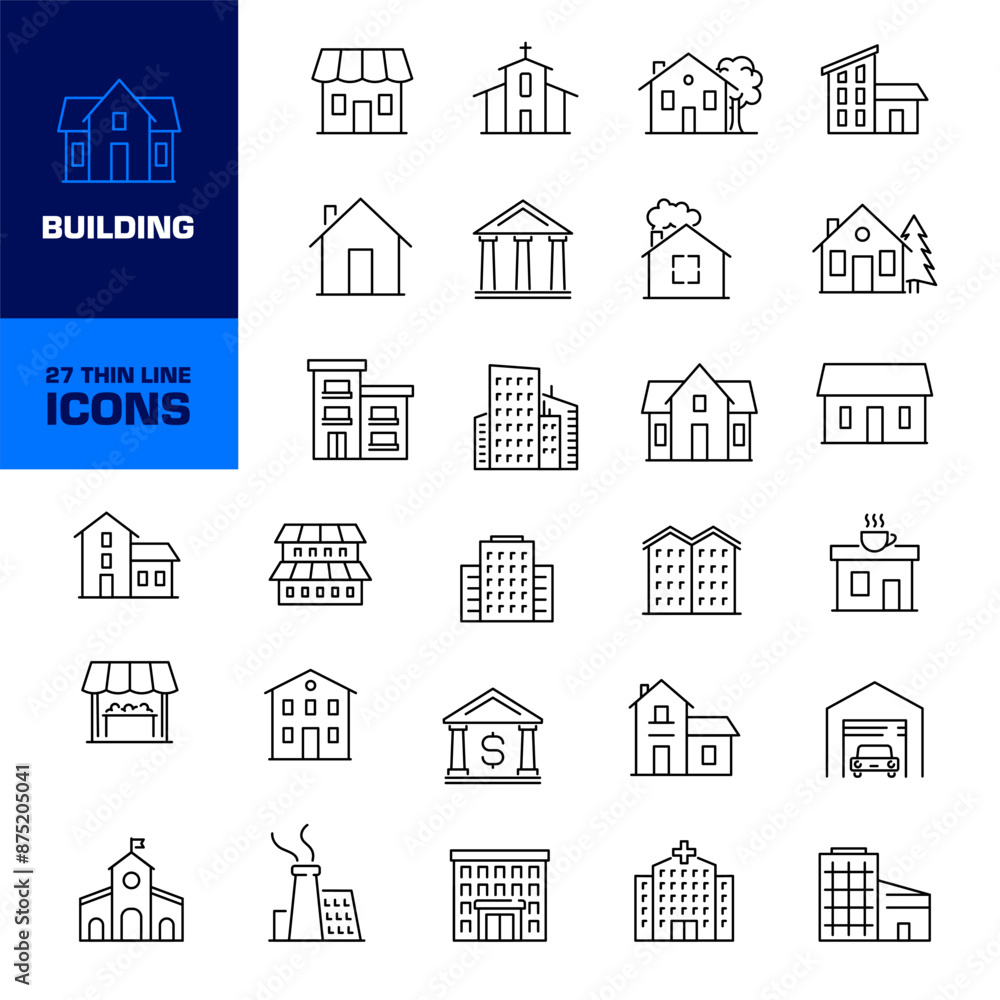 Building icon. Building line icon set. Building symbol set. Building icon. Building line icon set. Building symbol set.