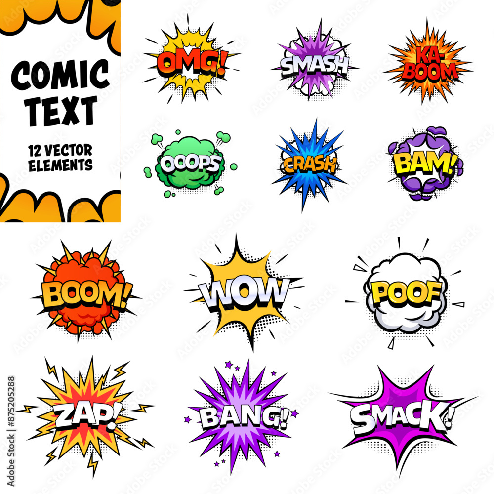 Comic text. Comic text set. Comic speech bubbles. Comic text. Comic text set. Comic speech bubbles.