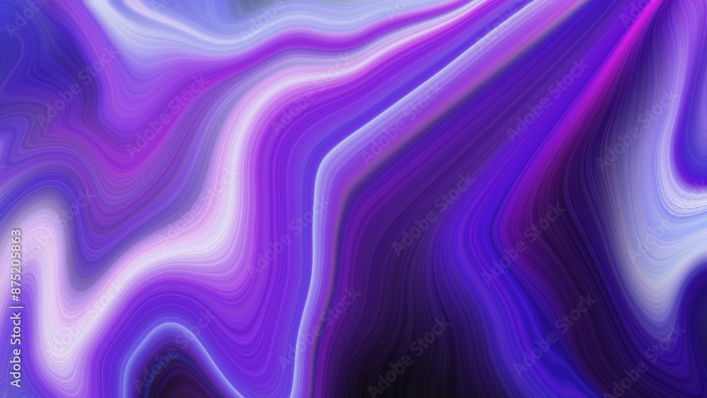Obraz premium 4K abstract digital background with wavy lines that move fluidly and dynamically in purple and black tones