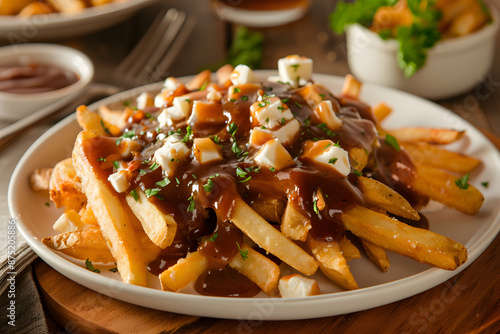
Classic Canadian Poutine: French Fries, Cheese Curds, and Gravy