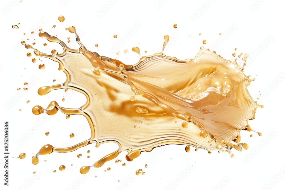 Obraz premium honey splash, liquid gold element, high-speed photography style, detailed droplets, isolated on white background