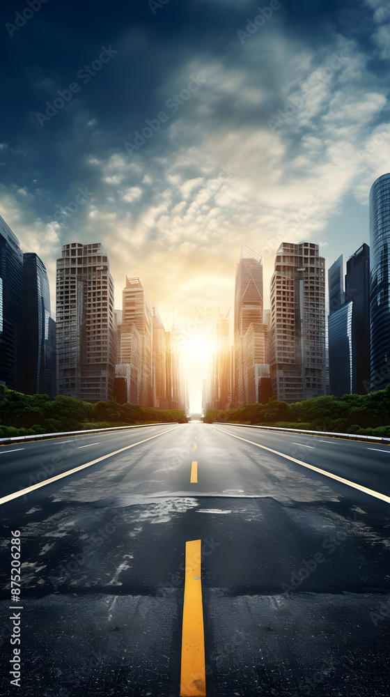 Fototapeta premium Digital speed concept street asphalt landscape abstract poster mobile background