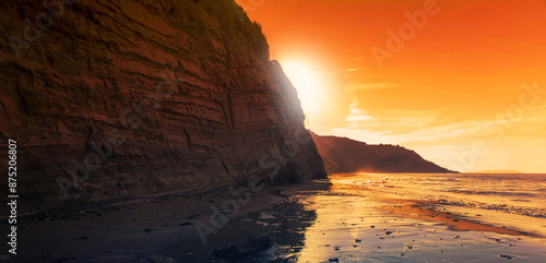 Fototapeta Naklejka Na Ścianę i Meble -  summer sunset view on the sea, spectacular nature scenery in the Greece, Europe, Corfu island