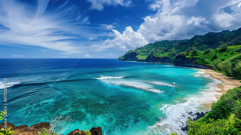 beautiful beach showcasing pristine white sand and turquoise waters beautiful beach showcasing pristine white sand and turquoise waters