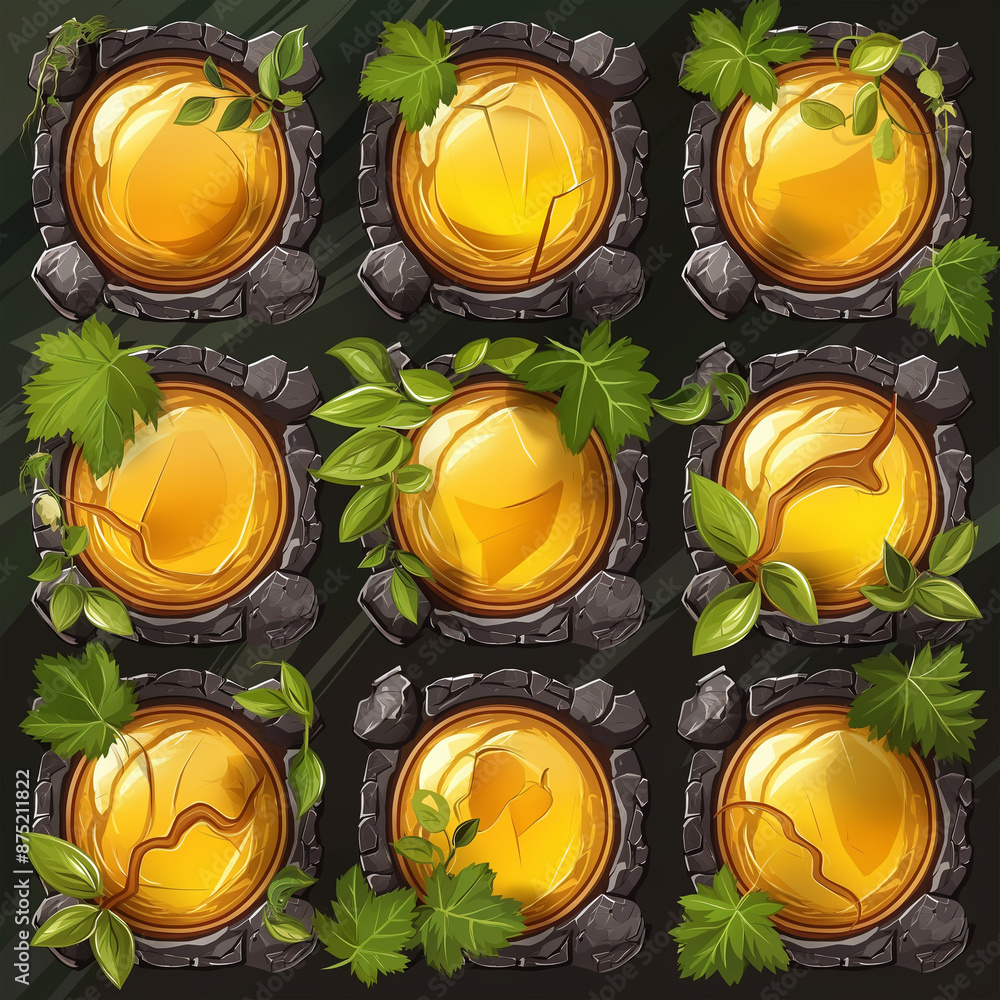 Obraz premium Asset of Attractive gems stone for mobile game or slot game, video game, Illustration