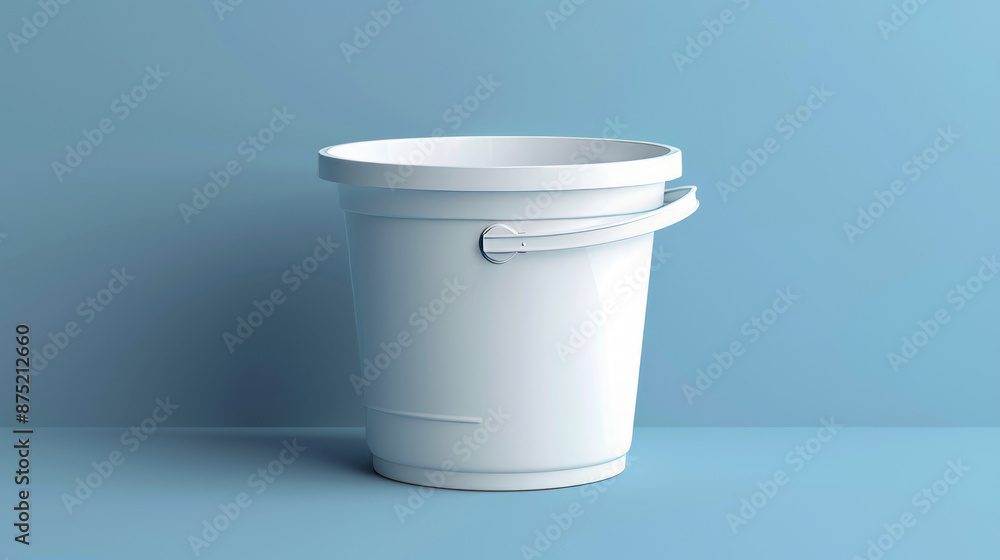 White plastic bucket with handle shown alone White plastic bucket with handle shown alone