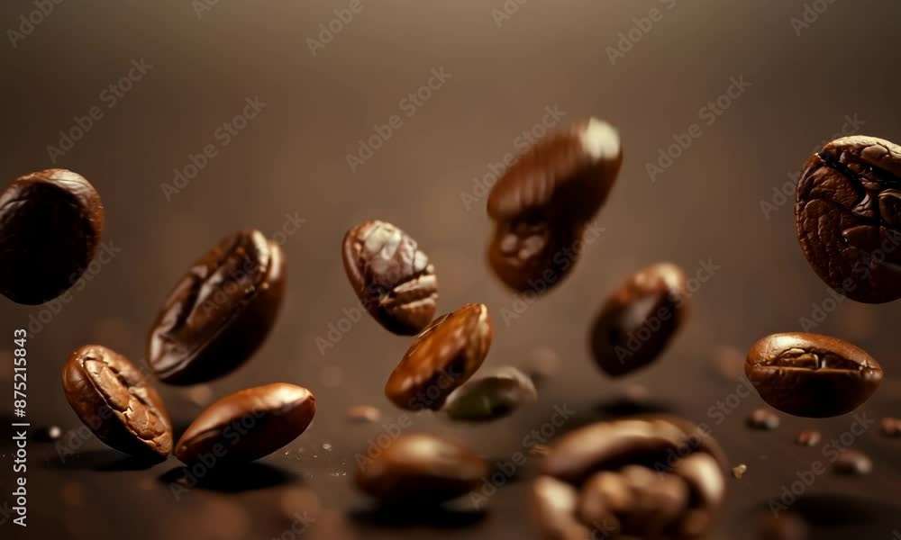 roasted coffee beans falling to the ground roasted coffee beans falling to the ground