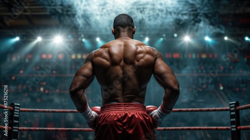 Photo of a boxer in the ring. AI generated.