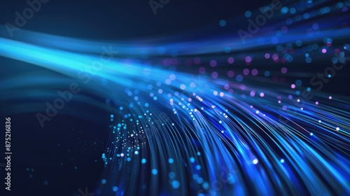 abstraction of data transmission using fiber optic cable in section.