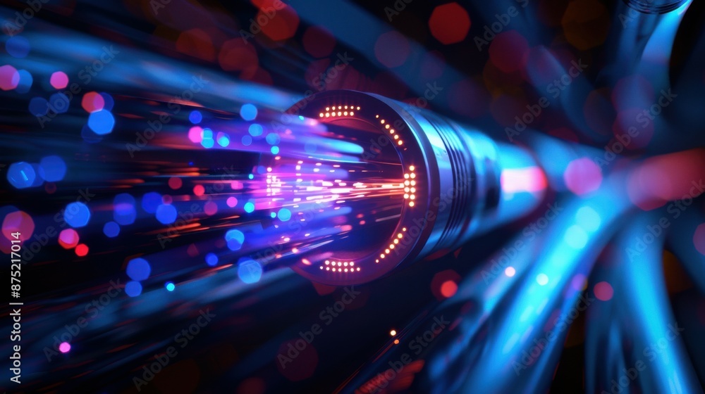 abstraction of data transmission using fiber optic cable in section. abstraction of data transmission using fiber optic cable in section.