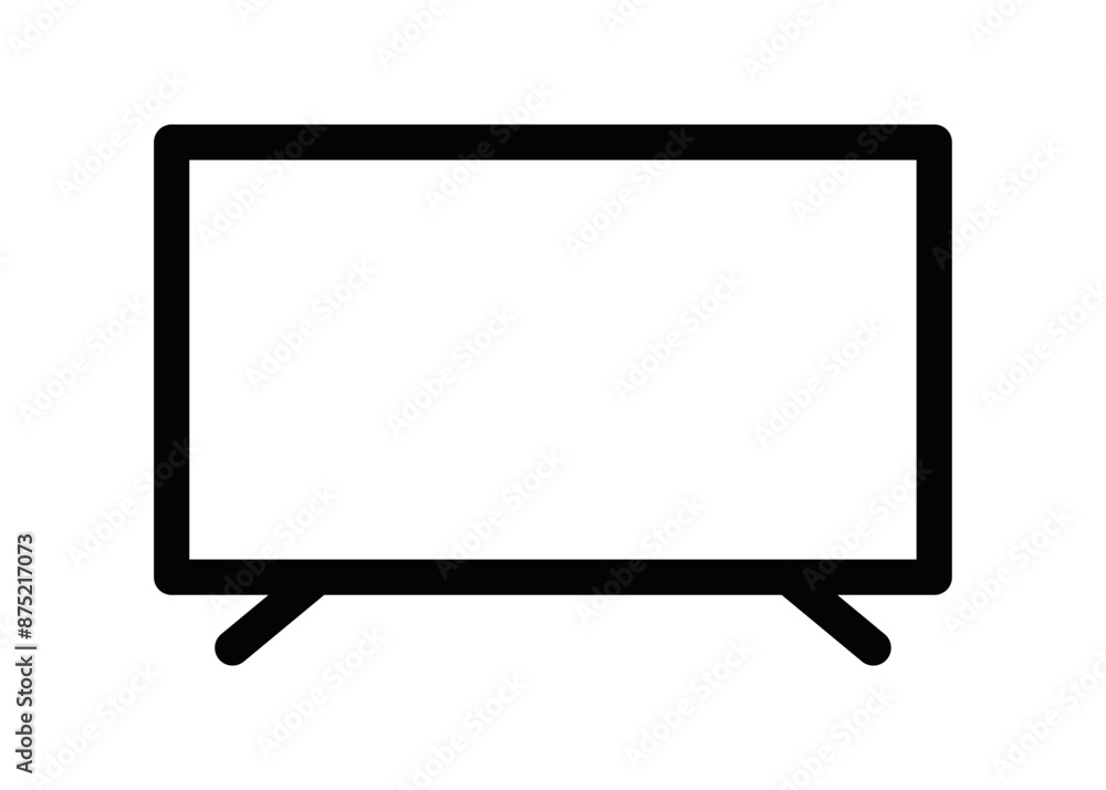 Vector illustration of a simple black outline of a flat-screen television on a white background. Editable stroke. Vector illustration of a simple black outline of a flat-screen television on a white background. Editable stroke.