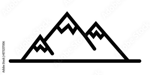 Vector illustration of a mountain silhouette icon in a simple black and white design. Editable stroke.