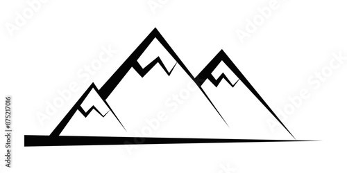 Vector illustration of a stylized mountain range silhouette in a modern black and white design.