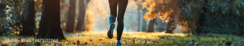 Close-Up of a Woman Running in the Park, Capturing the Essence of Outdoor Exercise and Fitness Activities, Perfect for Health and Wellness Promotions photo